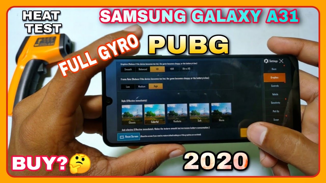 Samsung Galaxy A31 PUBG Test High Graphics Settings With Heat Test