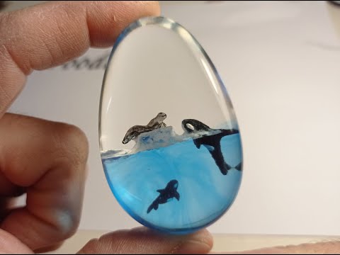 DIY Tutorial Arctic Hunting in Pendant+Resin Bubble remove/Caccia nell'artico in pendente di resina