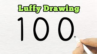 Luffy Drawing Easy | How to Draw Luffy with 100 | Anime Drawing Easy