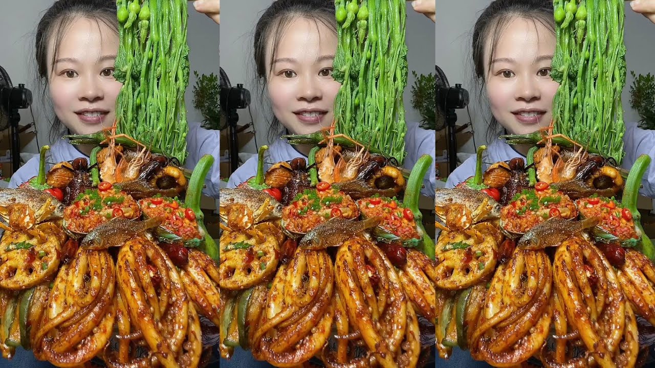 🔥 Homemade Mukbang | Braised Pork, Water Spinach, Eggs & Super Spicy Chili 🌶️ | Super delicious