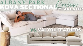 ALBANY PARK KOVA SECTIONAL VS VALYOU FEATHERS 1 YEAR REVIEW LUXURY MODERN HOME CLOUD COUCH DUPE