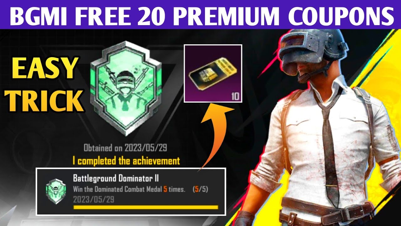 BGMI FREE 20 PREMIUM & CLASSIC COUPONS TRICK 😍 NEW ACHIEVEMENT