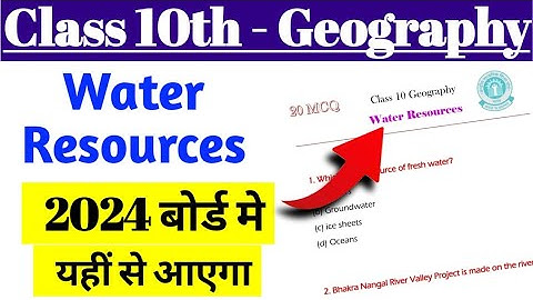 Water Resources Mcq | Class 10 Geography Ch 3 | Water Resources class 10
