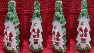 💕DIY/Christmas Bottle Craft/ Bottle Decoration Idea/ Art n Craft/Bottle Art/ Santa bottle craft