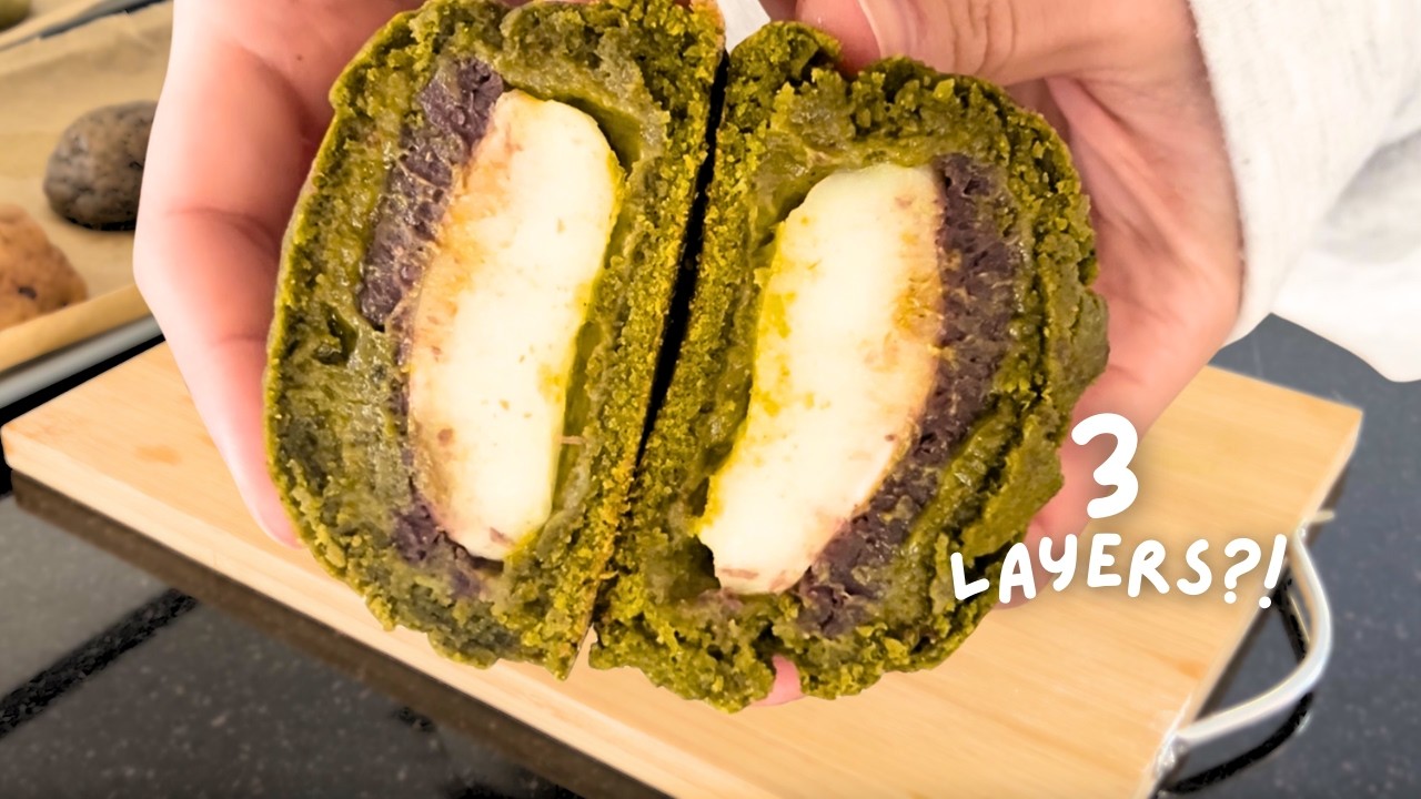 3-Layer Mochi Cookies with Red Bean Filling | Easy Recipe