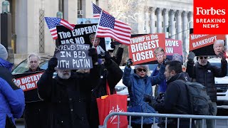 Anti-Trump Protesters Demonstrate Outside Manhattan Court Where Ex-POTUS Attends Hush Money Trial