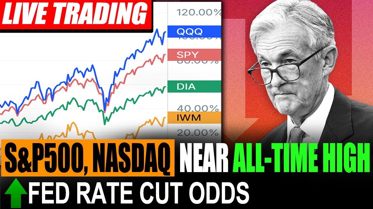 LIVE TRADING - Markets Near All-Time High, Stocks To Watch for Day Trading, FED Rate Cut FOMC
