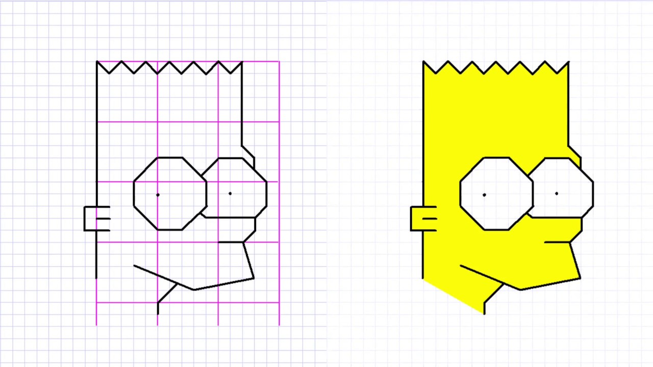 Dibujando a Bart Simpson sobre cuadrícula Muy facilito - thptnganamst.edu.vn