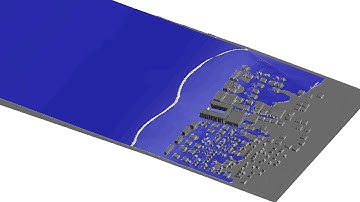 Boussinesq simulation 2D tsunami through town small wave