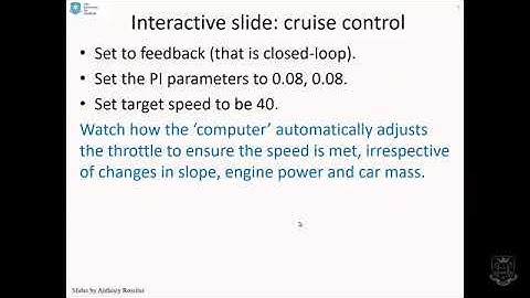 Introduction to modelling and control 4: PI feedback