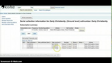 Koha ILS subscriptions : correct information on the subscription record
