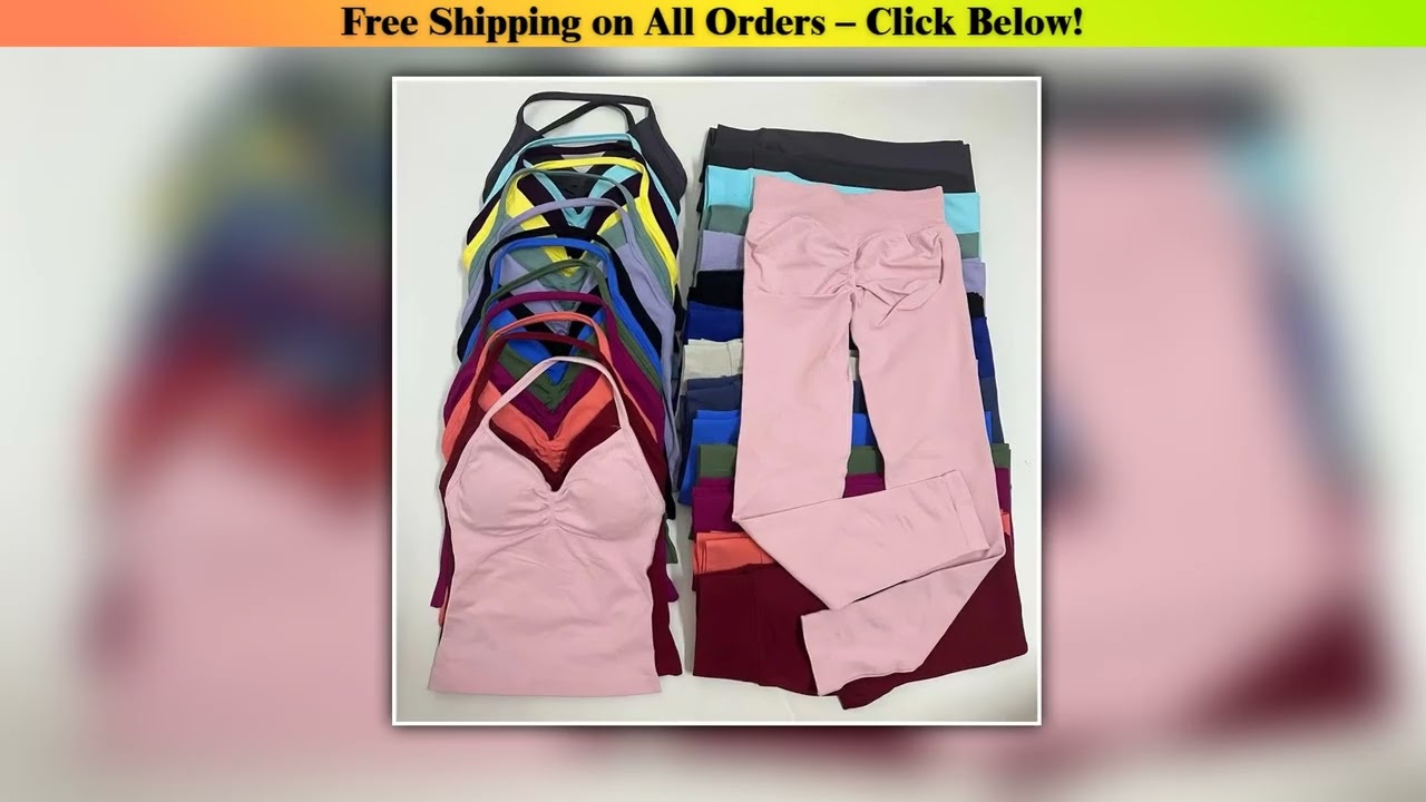 2Pcs Women's Gym Yoga Set Seamless High Waist Leggings Sports Bra Top Workout Outfit Fitness