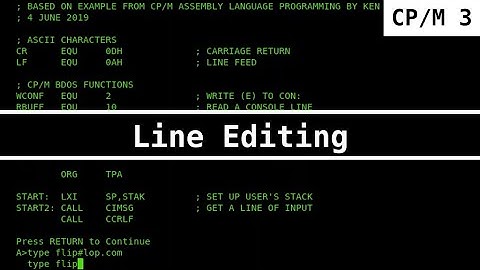 CP/M 3 Line Editing Control Characters