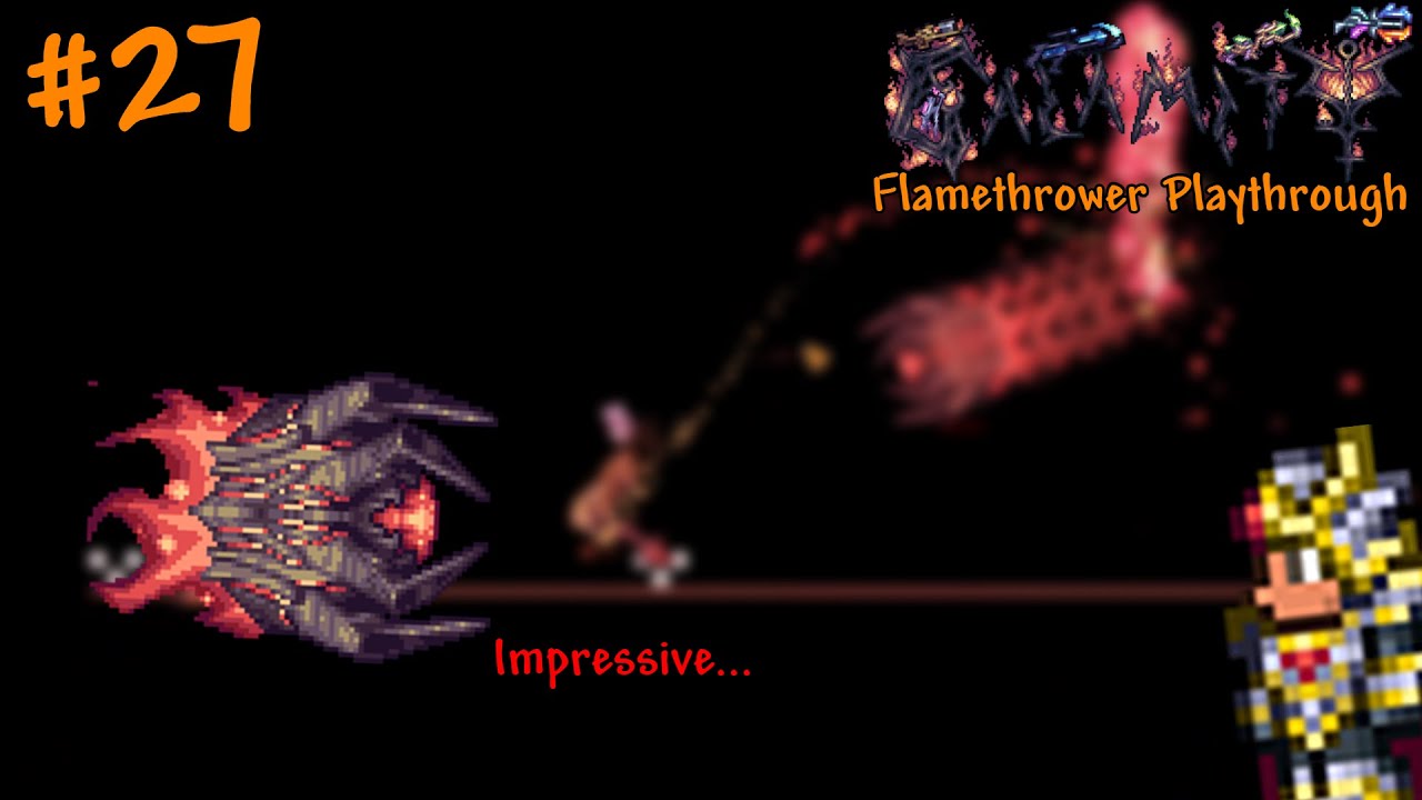 Overloaded Blaster! Terraria Calamity Deathmode Flamethrower