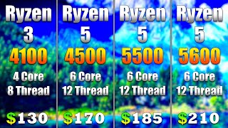 Ryzen 3 4100 vs Ryzen 5 4500 vs Ryzen 5 5500 vs Ryzen 5 5600 | PC Gaming Tested