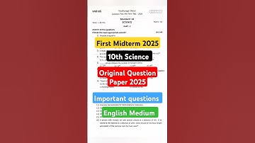 10th Science First Midterm Original Question Paper 2025 English Medium