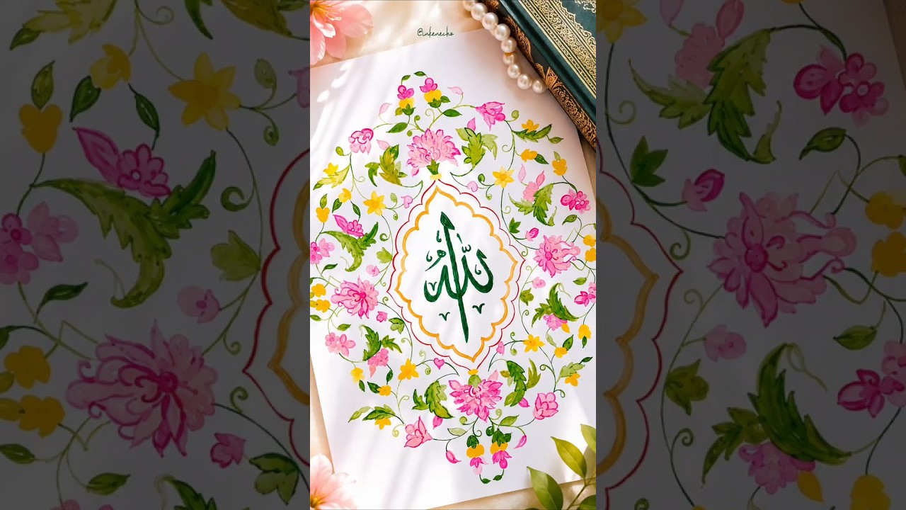 Allah in Arabic Calligraphy 🌸| Islamic Art  #shorts #allah #allahuakbar #arabiccalligraphy #islam