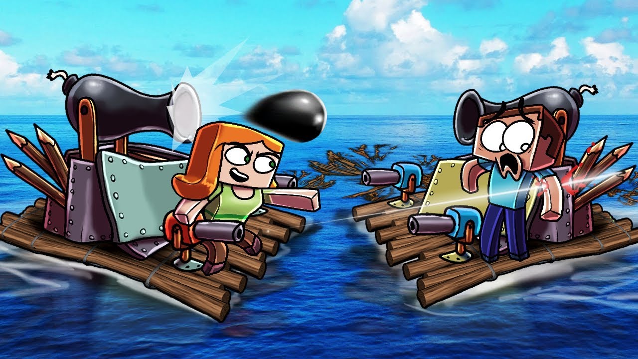 funny moments in soccer Minecraft | BOAT FORT VS BOAT FORT CHALLENGE! (Raft Wars Battle: Sink His Ship)