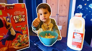 Kid Makes Perfect Bowl Of Cereal! (Almost)