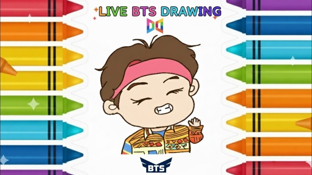 Live BTS drawing | how to draw BTS cartoon drawing for kids 