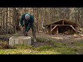 Cozy Dugout shelter building, Made a place for firewood and a place for a fire