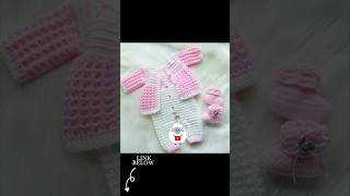 Beautiful matinee coat &amp; matching overalls Crystal waves baby set #crochetforbaby #ganchillo #shorts