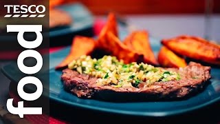 Try this great recipes for an twist on traditional steak and chips.
make your own homemade chimichurri sauce with fresh shallots, garlic,
oregano, lemon ...