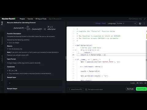 HackerRank Python 30 Days of Code - Day 9: Recursion 3