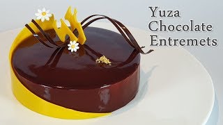 how to make citron, chocolate mirror glaze mousse cake
