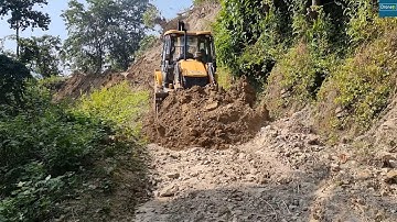 Today Got Rid of Mountain Landslide Road Dirt Clearing Blocked Road JCB Video