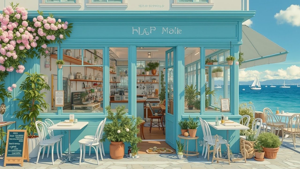 Отдохните под расслабляющую музыку в безмятежном прибрежном кафе-оазисе для полного релакса.