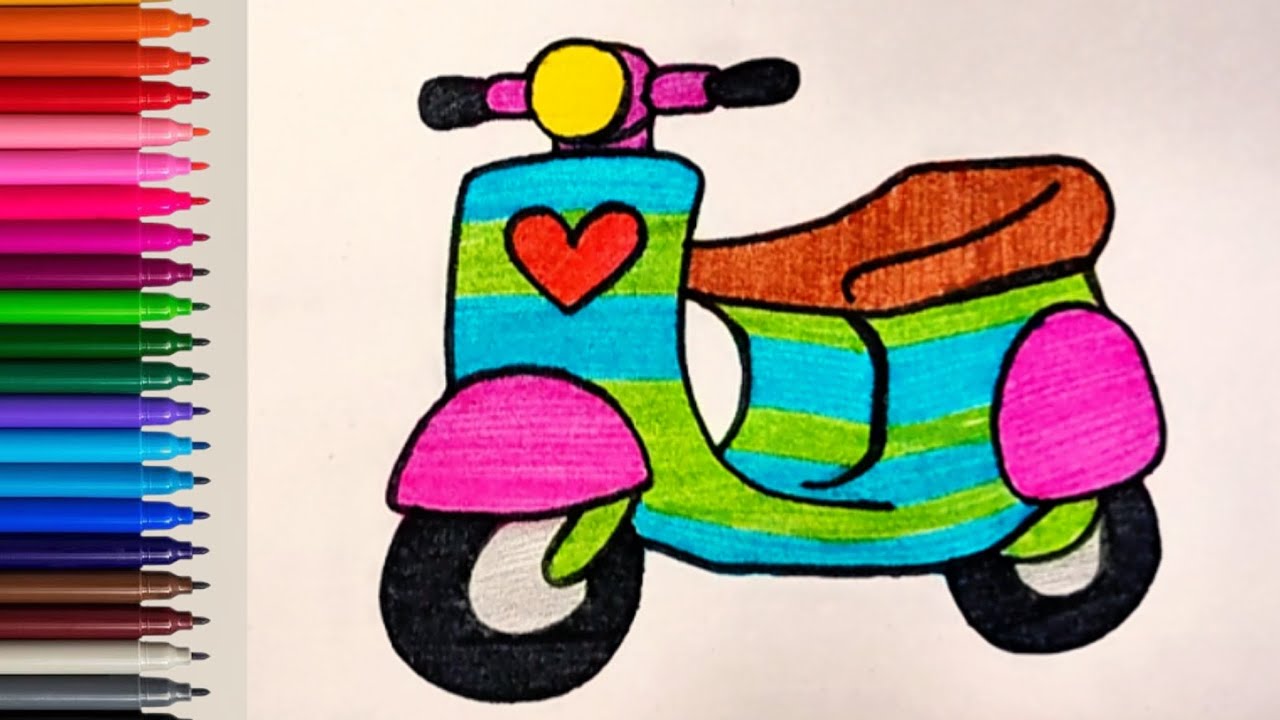 How to draw a Motorcycle for kids || Easy motorbike Drawing 