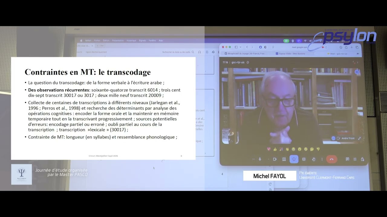Michel Fayol Journée d'étude Pasco sur thème de : "Des erreurs : qu'en faire?"