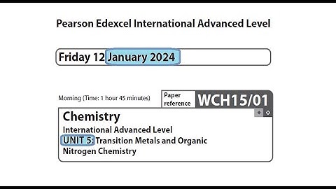 Unit 5 January 2024 - A2 Chemistry Edexcel -  Dr  Hanaa Assil