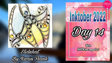 Inktober 2022 Day 14 - Slidehat | Draw with Aryn | Zentangle inspired Art | Water colour background