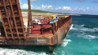 Wrecked supply barge in Long Island Bahamas