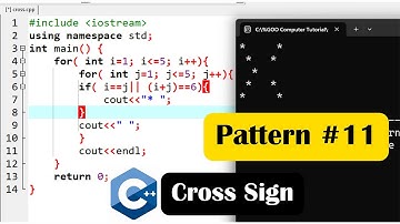 🔹C++ Pattern Program: Print Cross (X) Shape Using Stars | C++ Loop Practice for Beginners