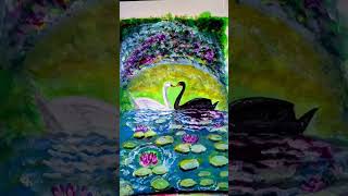 Two Swans, One Love ❤️🦢 | Romantic Swan Couple Painting #ArtShorts #YouTubeShorts #creativepainting