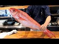 Giant long tail red snapper cutting show  sushi  sashimi taiwanese street food