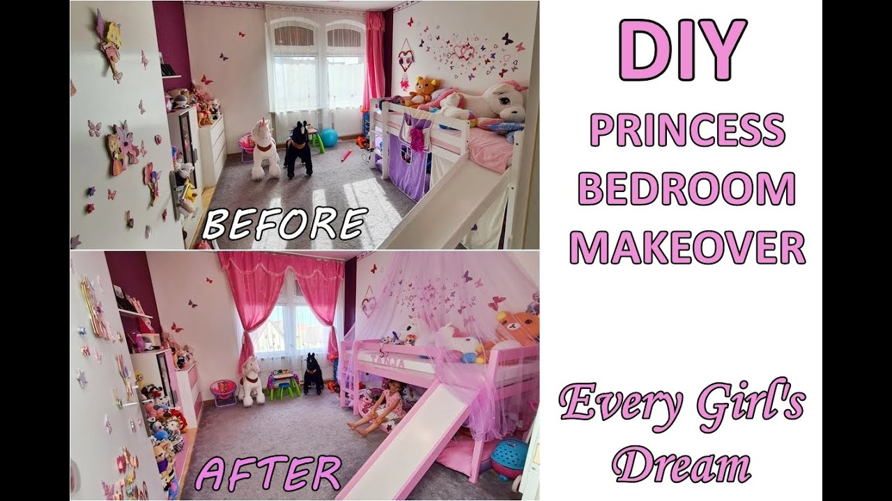 DIY PRINCESS BEDROOM MAKEOVER (on a budget) BEFORE and AFTER YouTube