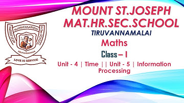 1st Std | Maths | Unit - 4 | Time || Unit - 5 | Information Processing