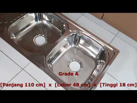 Bak Cuci Piring (Kitchen Sink) 110 cm OKI 2 lubang ada sayap, kualitas bagus Grade A!