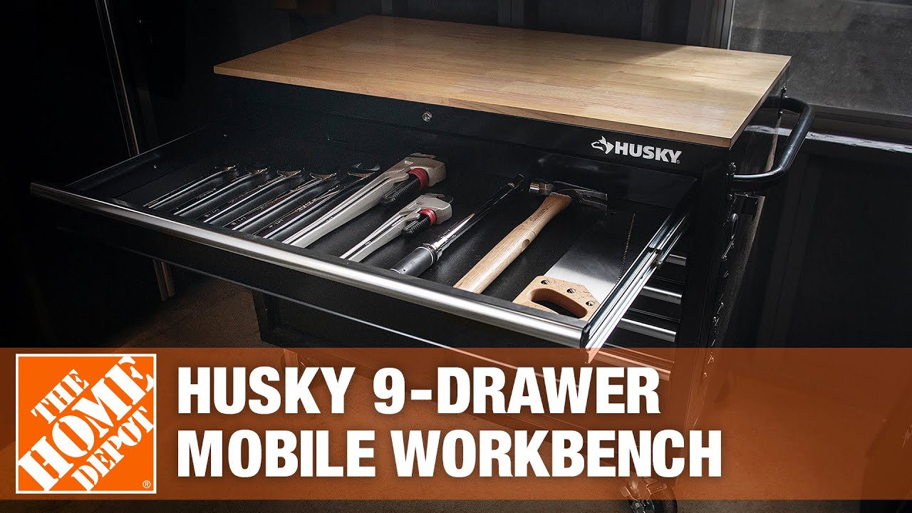 Husky 9 Drawer Mobile Workbench The Home Depot With Epic