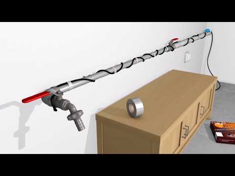 Video: Tuberías de agua calentadas por congelamiento. Cable calefactor autorregulable