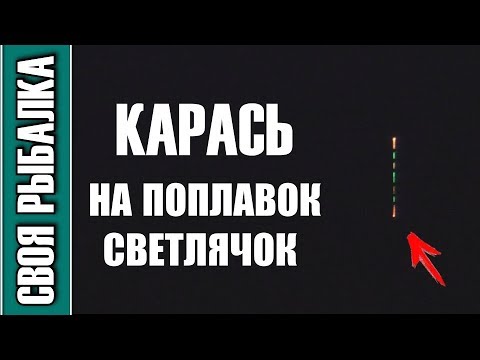 Ловля карася на поплавок светлячок. Поклёвки в темноте крупным планом!