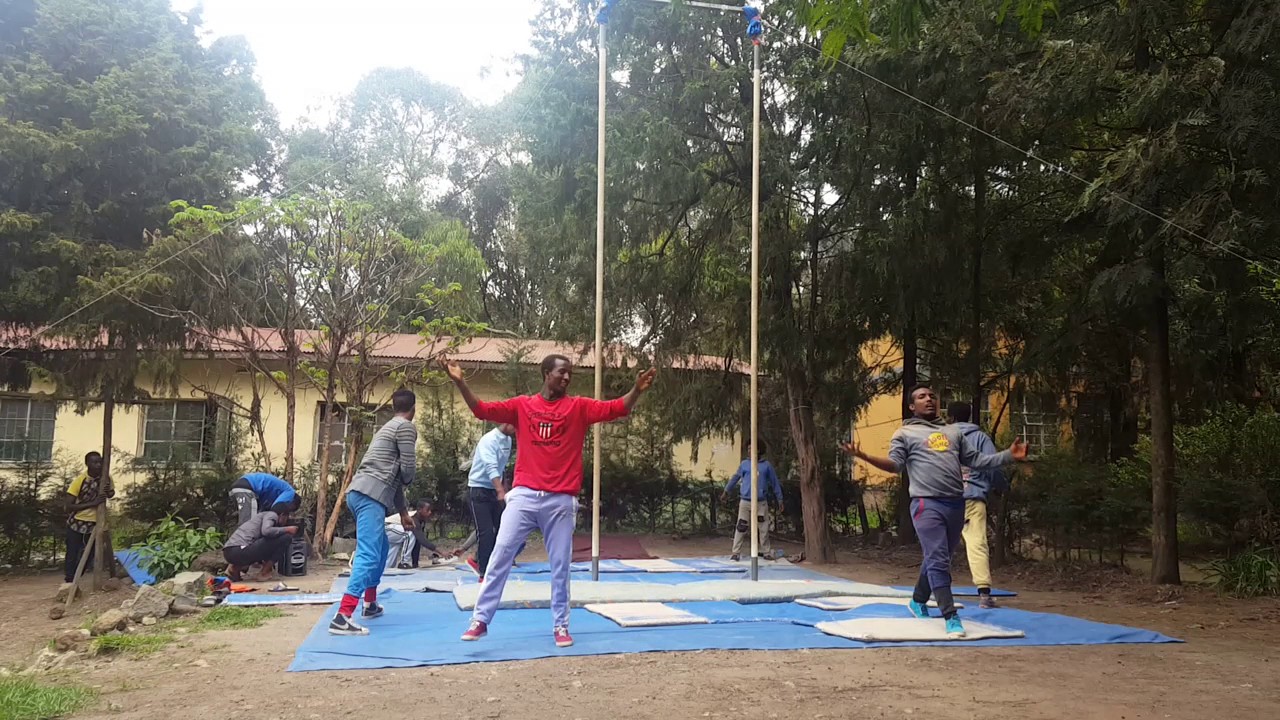 Chinese pole act training by ethio circus wingate