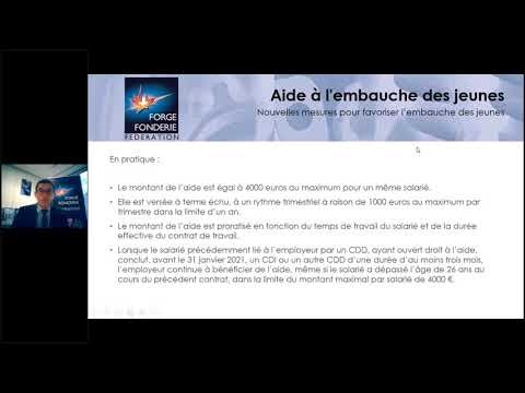 Aide à l'embauche des jeunes de 4000 € (Webinar Fédération Forge Fonderie)