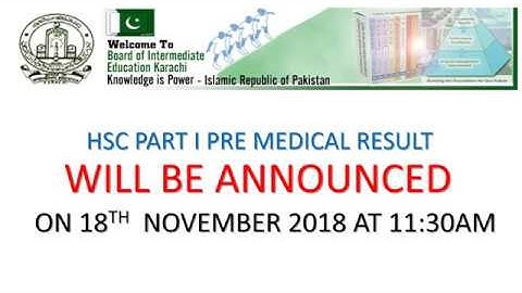 HSC PART I PRE MEDICAL RESULT ANNOUNCED