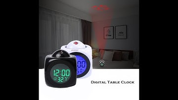 RENMAX® Digital Clock LCD Voice Talking Time Projector Alarm Cube Timepiece Plastic Black/White