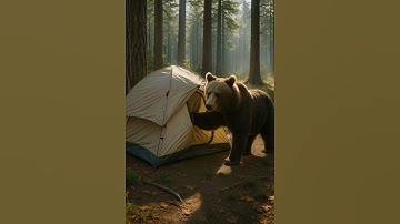 When you forget to lock the tent… and he checks in first 🐻🏕️😅